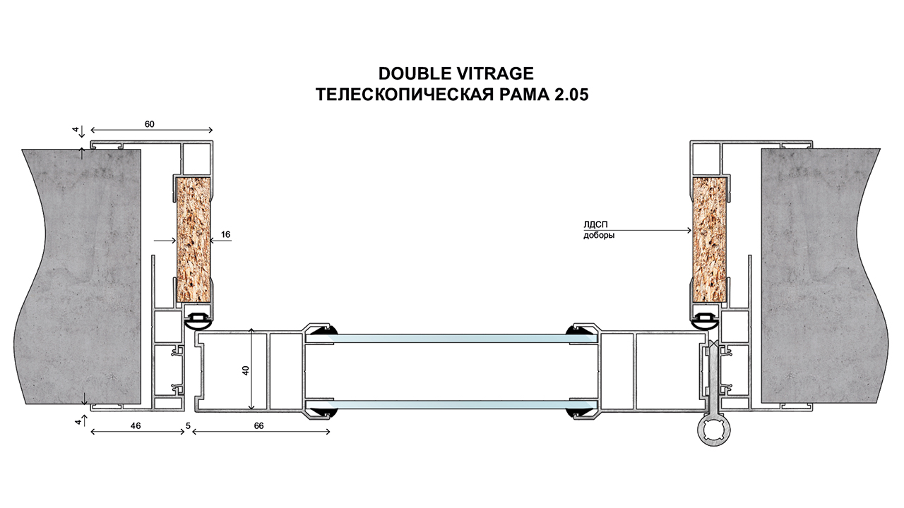 Телескопическая рама duble vitrage