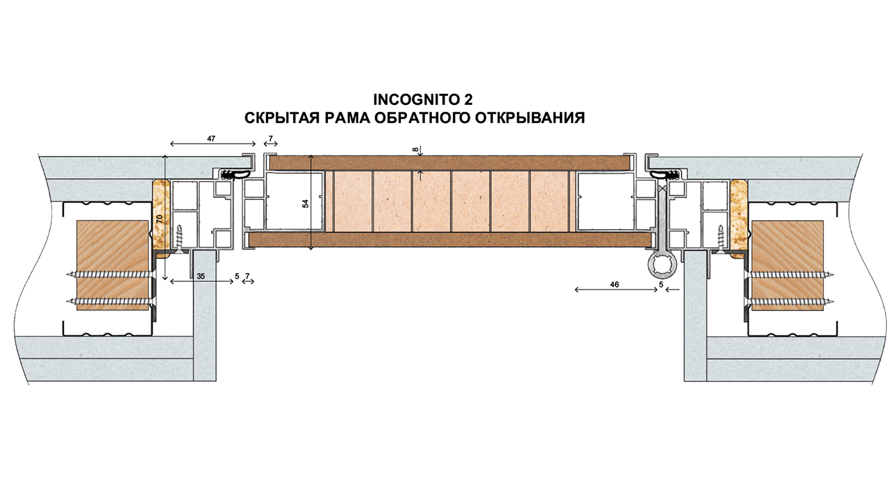 скрытая рама обратного открывания